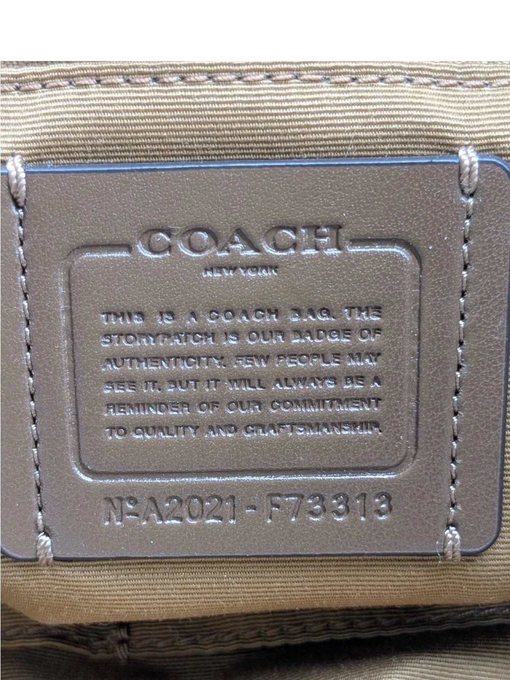 Auth COACH Signature Jacquard Khaki/Cream Canvas & Leather ELLE Backpack F73313
